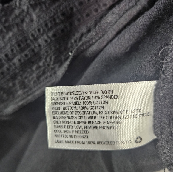 Knox Rose Women Medium Peasant Cottagecore Shirt Textured Embroidery Gray - Picture 6 of 8